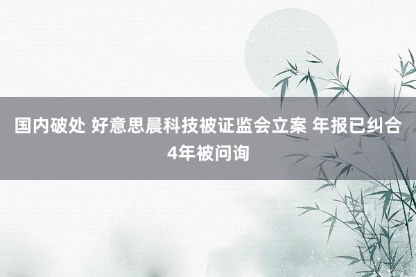 国内破处 好意思晨科技被证监会立案 年报已纠合4年被问询