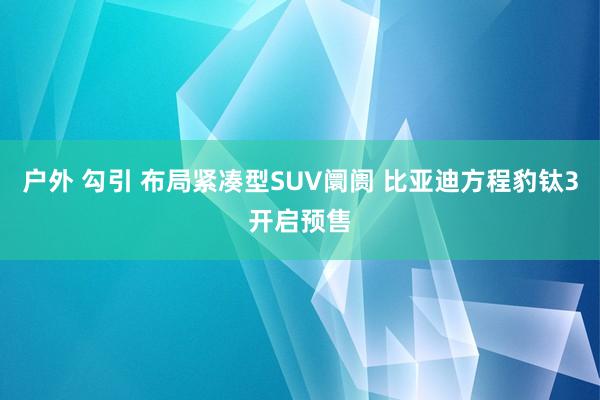 户外 勾引 布局紧凑型SUV阛阓 比亚迪方程豹钛3开启预售