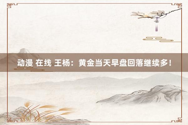 动漫 在线 王杨:黄金当天早盘回落继续多!