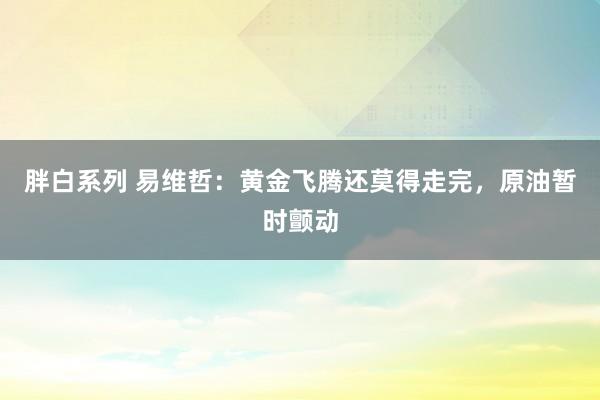 胖白系列 易维哲:黄金飞腾还莫得走完,原油暂时颤动