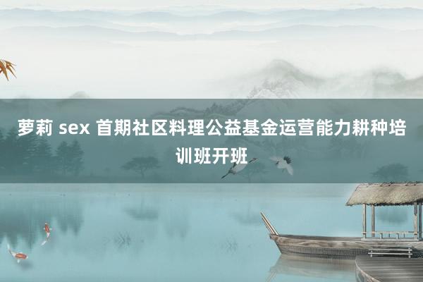 萝莉 sex 首期社区料理公益基金运营能力耕种培训班开班