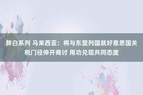 胖白系列 马来西亚：将与东盟列国就好意思国关税门径伸开商讨 用功兑现共同态度