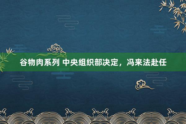 谷物肉系列 中央组织部决定,冯来法赴任