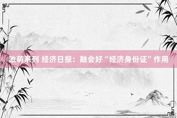 激萌系列 经济日报：融会好“经济身份证”作用