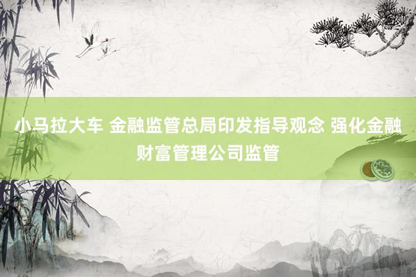 小马拉大车 金融监管总局印发指导观念 强化金融财富管理公司监管