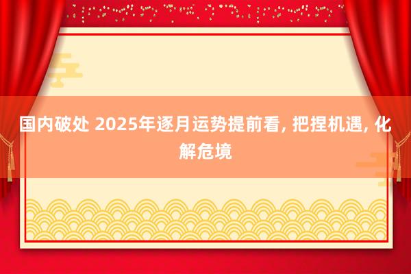 国内破处 2025年逐月运势提前看, 把捏机遇, 化解危境
