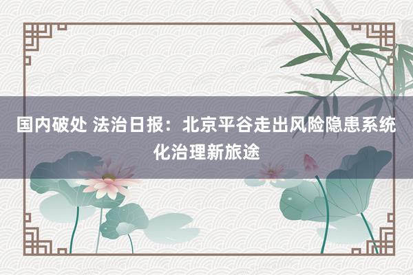 国内破处 法治日报:北京平谷走出风险隐患系统化治理新旅途