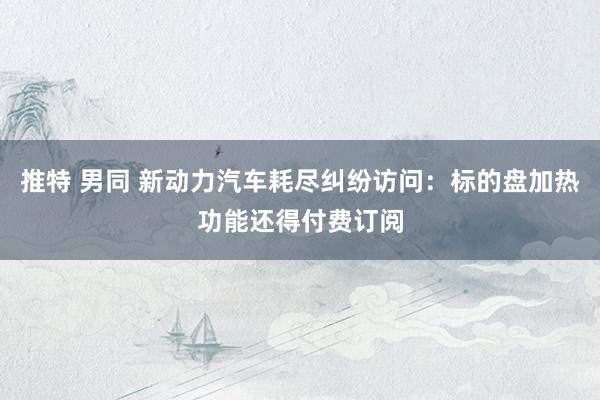 推特 男同 新动力汽车耗尽纠纷访问:标的盘加热功能还得付费订阅
