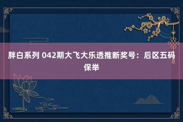 胖白系列 042期大飞大乐透推断奖号:后区五码保举