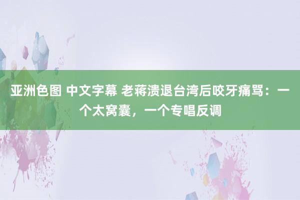 亚洲色图 中文字幕 老蒋溃退台湾后咬牙痛骂：一个太窝囊，一个专唱反调