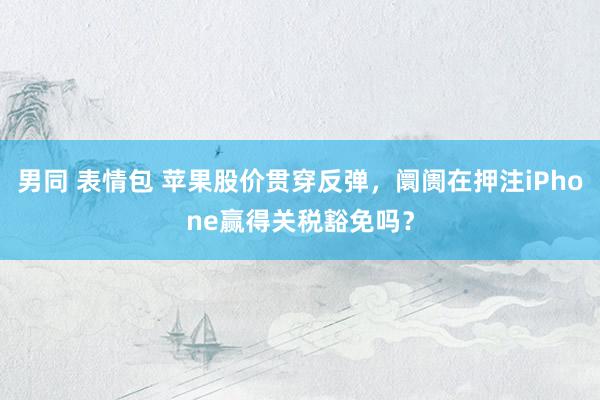 男同 表情包 苹果股价贯穿反弹,阛阓在押注iPhone赢得关税豁免吗?