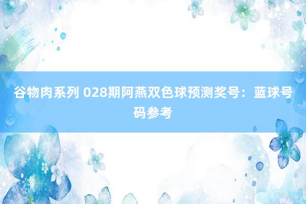 谷物肉系列 028期阿燕双色球预测奖号:蓝球号码参考