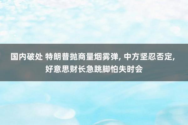 国内破处 特朗普抛商量烟雾弹， 中方坚忍否定， 好意思财长急跳脚怕失时会